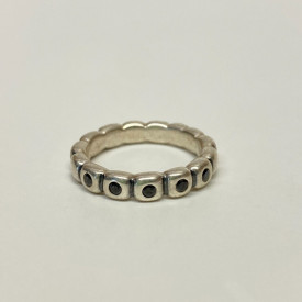 Pandora Band Ring Size 6.5 Black Stone Sterling Silver
