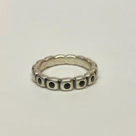 Pandora Band Ring Size 6.5 Black Stone Sterling Silver