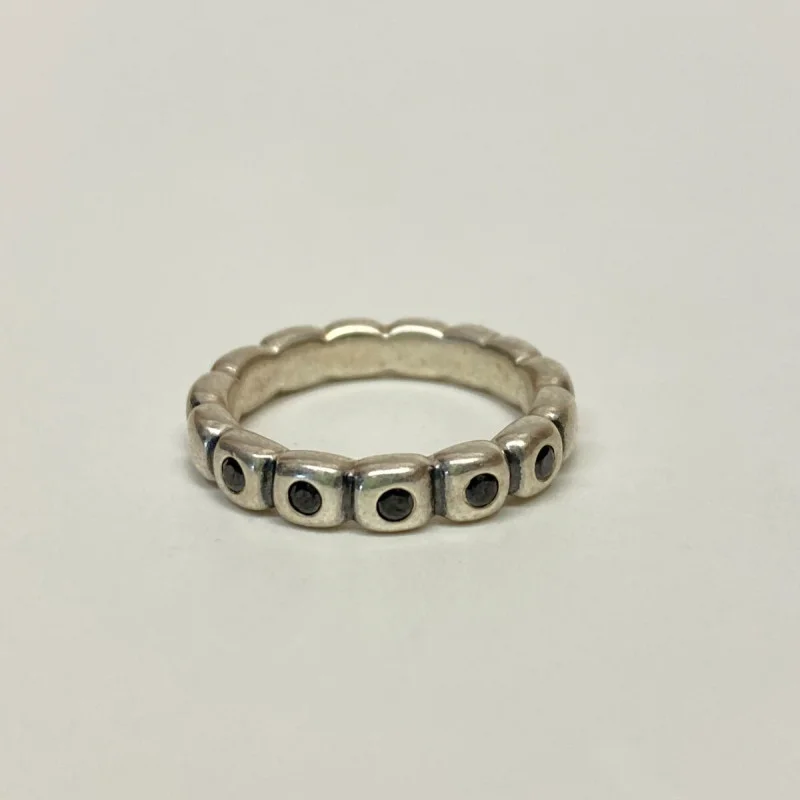 Pandora Band Ring Size 6.5 Black Stone Sterling Silver