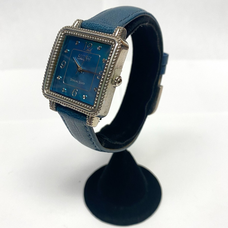 Ecclissi Sterling Silver Women’s Square Watch Blue MOP dial & Leather Band Ecclissi Sterling Silver Women’s Square Watch Blue MOP dial & Leather Band