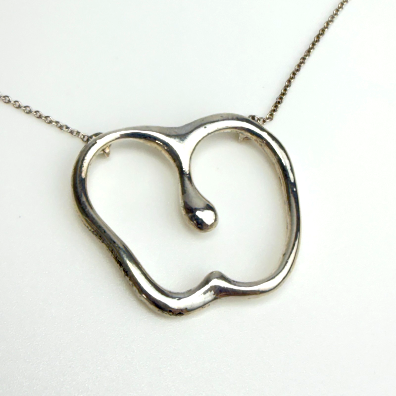 Tiffany & Co Sterling Silver Necklace Large Apple Elsa Peretti 16" Length Chain