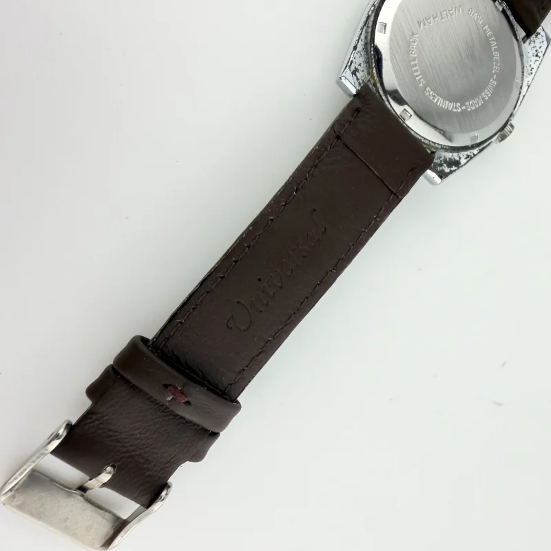 Vintage Waltham 17 Jewel Mechanical Watch Swiss Linen Dial Men's Leather Band