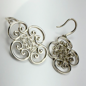 Genuine Tiffany Paloma Picasso Venezia Goldoni Quadruplo Silver Dangle Earrings