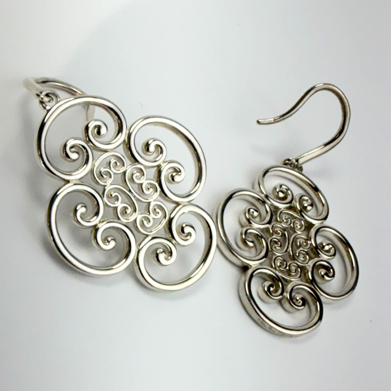 Genuine Tiffany Paloma Picasso Venezia Goldoni Quadruplo Silver Dangle Earrings