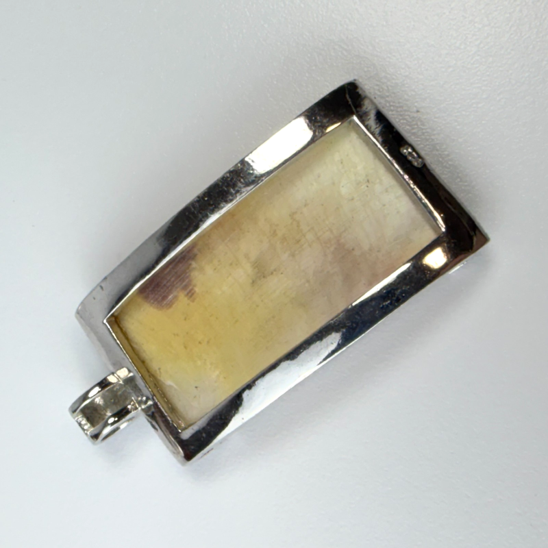 925 Sterling Silver Vintage Real Mother-of-Pearl & Marcasite Gemstone Pendant