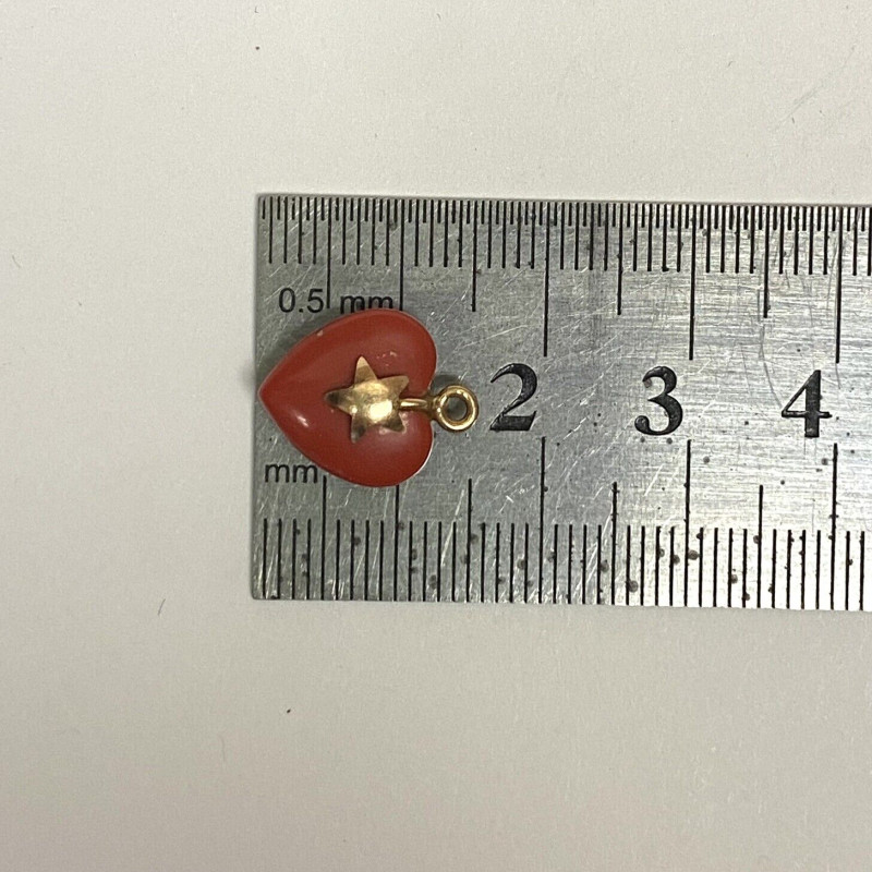 14 K Gold Red CORAL HEART CHARM 14 K Gold Red CORAL HEART CHARM