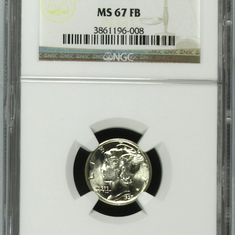 1937 10c NGC MERCURY DIME MS 67 FB  1937 10c NGC MERCURY DIME MS 67 FB