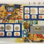 12 COINS 1990 P&D US Mint Sets, Postal Commemorative Society Presentation Panel