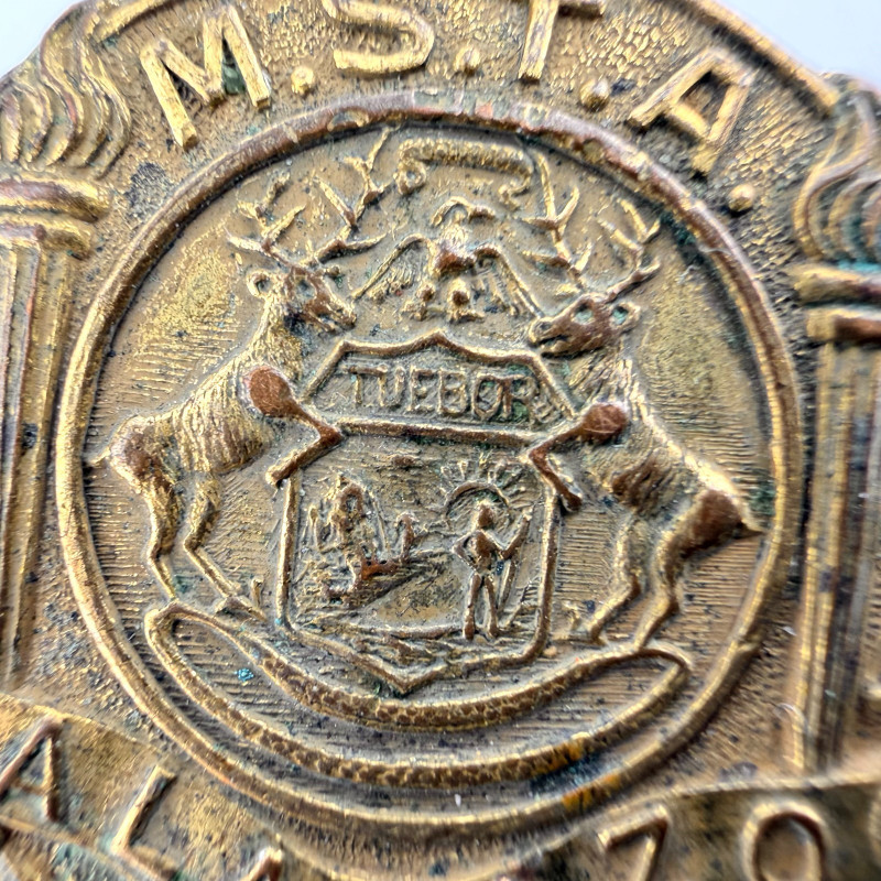 Vintage 1914 military pin M.S.T.A. Kalamazoo. Gustavo Fox Co.WWI MINI PIN.