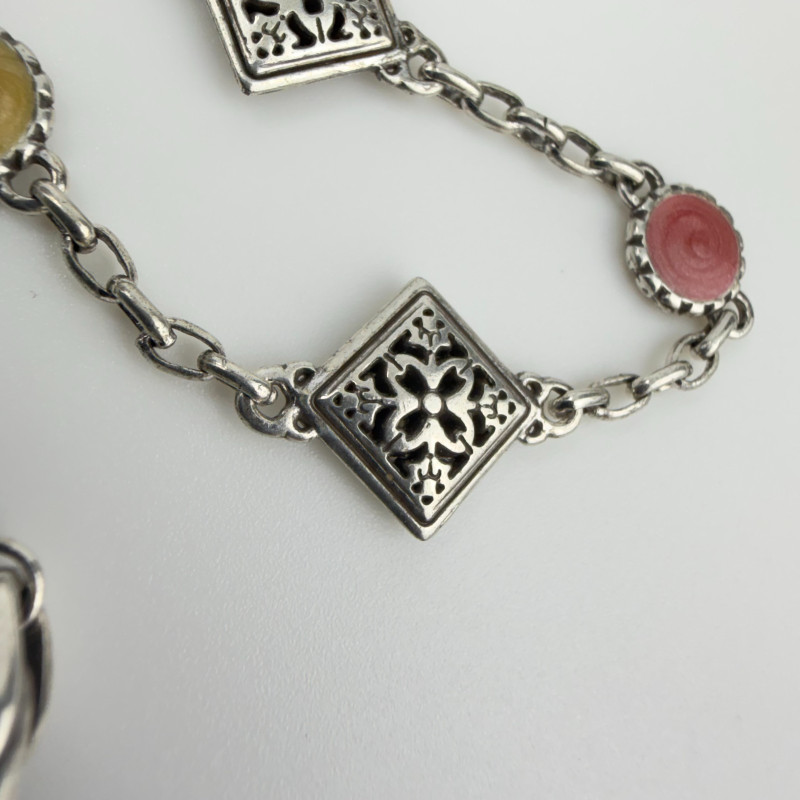 Rare Brighton Bracelet Gaudi Park Enamel Circles Silver Plated 9.5 in