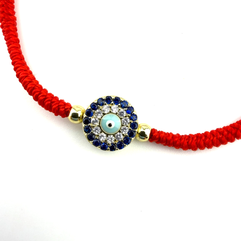 Protective Elegance –  Silver & Yellow Gold Plated  Evil Eye Adjustable Bracelet