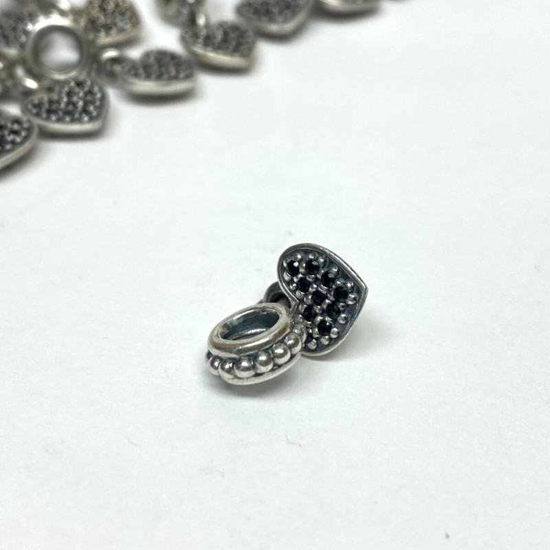 Authentic Pandora Sterling Silver Red CZ Pave Heart Dangle Charm Authentic Pandora Sterling Silver Red CZ Pave Heart Dangle Charm