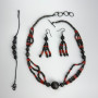 Tibetan Vintage Handmade jewelry set with silver and red coral beads