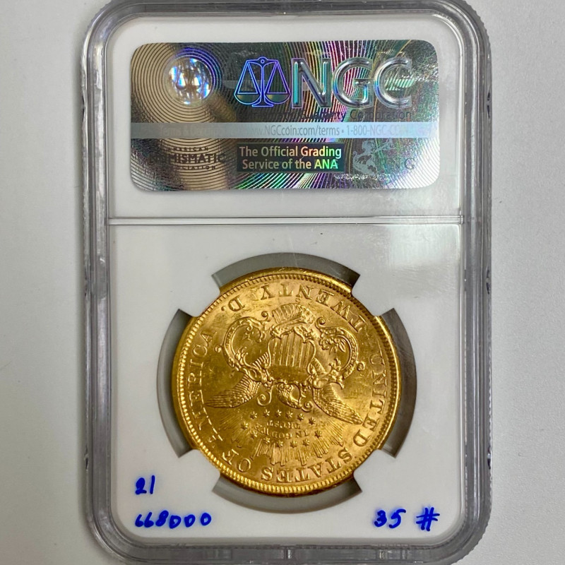 1867-S $20 Gold Liberty Double Eagle NGC AU 58 1867-S $20 Gold Liberty Double Eagle NGC AU 58