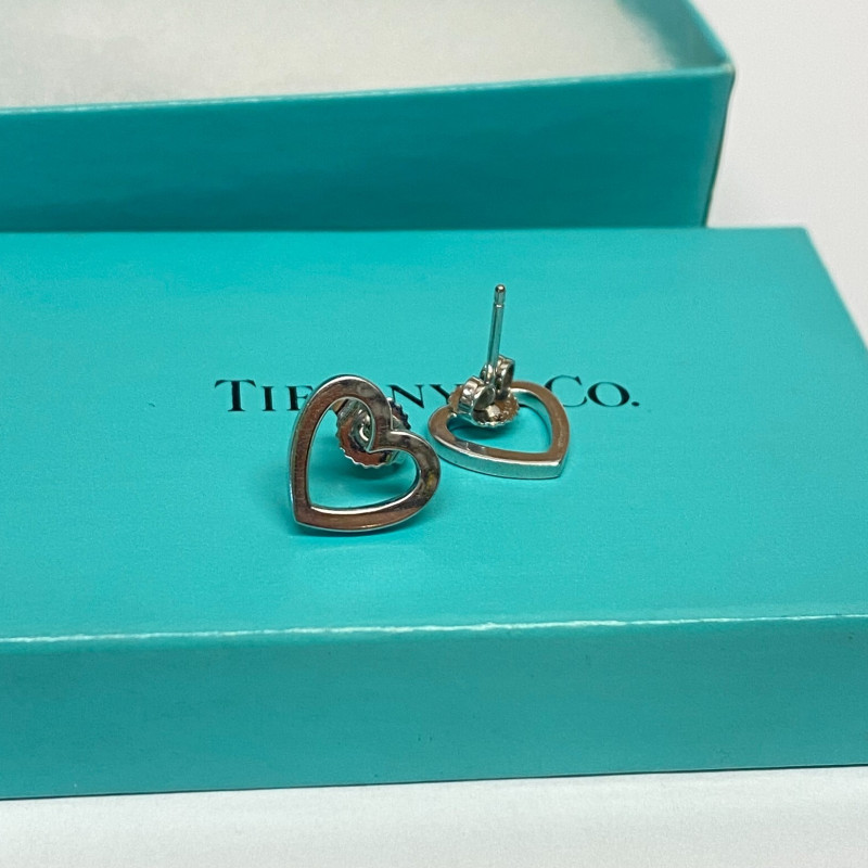 Tiffany & Co. Heart Link Stud Earrings White Gold 750