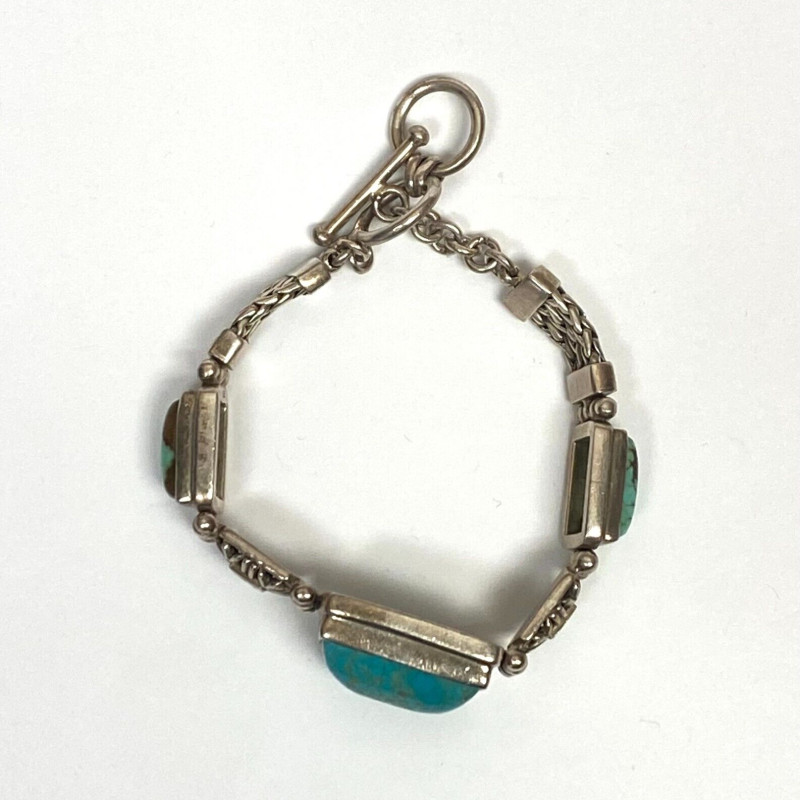 Vintage 925 Sterling Silver Bracelet with Turquoise stomnes