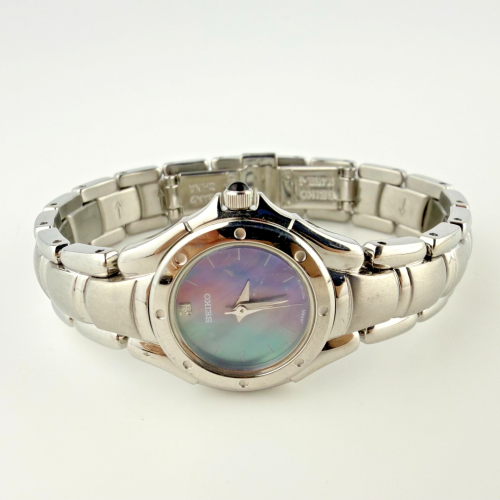 Seiko Ladies Mother of Pearl Dial Stainless Steel Quartz Watch - Iridescent Dial Seiko Ladies Mother of Pearl Dial Stainless Steel Quartz Watch - Iridescent Dial
