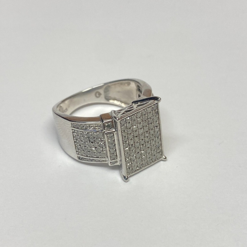 RHODIUM OVER Sterling Silver Ring ROUND DIAMOND 1.00ctw, SIZE 11