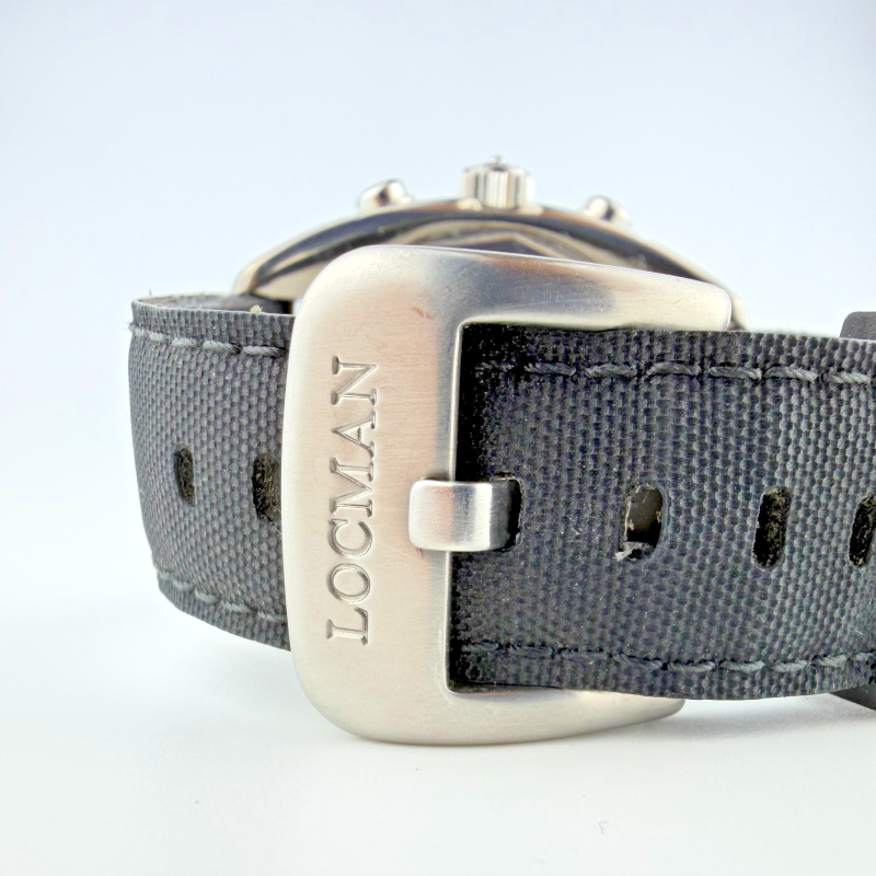 Locman Titanio 1970 Titanium Chronograph Watch 46mm Case Black Cordura Strap