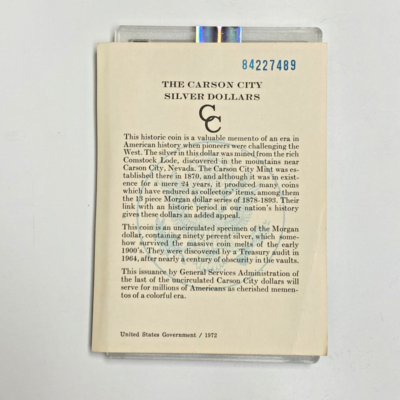 1884-CC Morgan Silver Dollar $1 Carson City GSA Hoard NGC MS62 no BOX