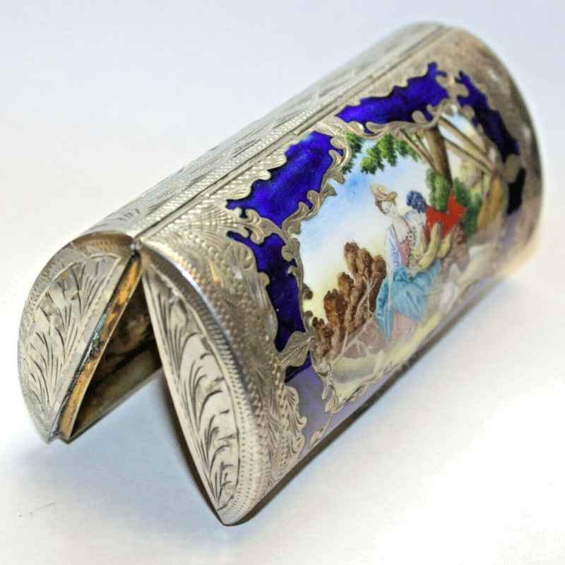 Antique Multi Colored Romeo & Juliet Sitting By Tree Open Box Sterling Silver Antique Multi Colored Romeo & Juliet Sitting By Tree Open Box Sterling Silver