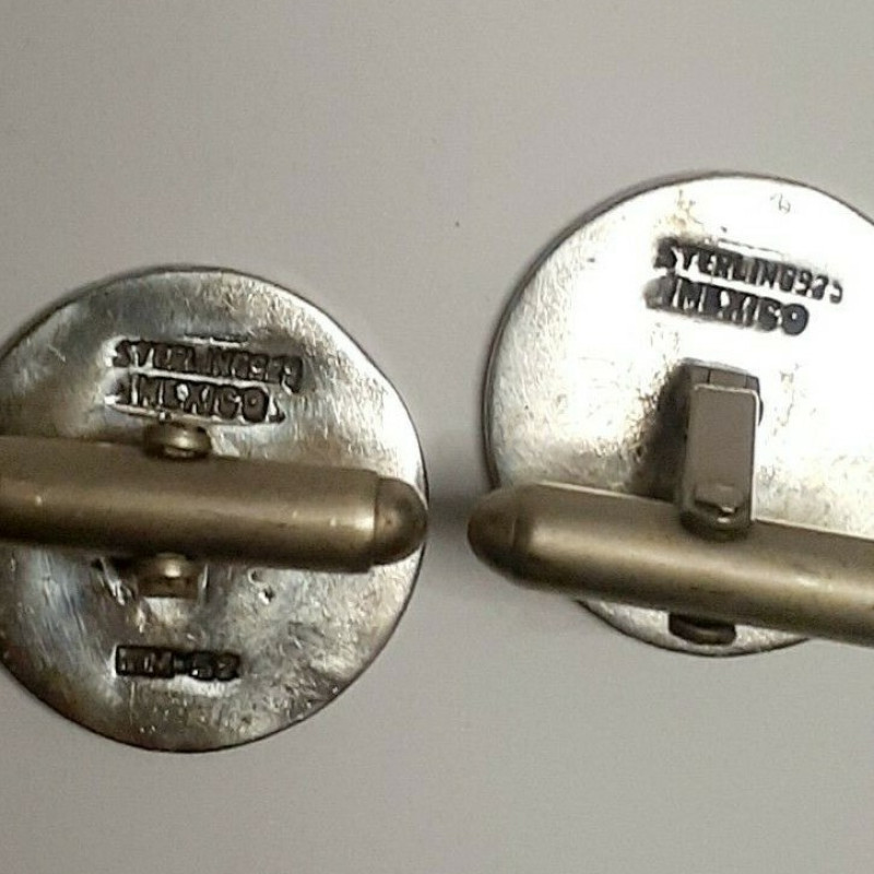 Antique Woman Face Eyes Closed Sterling Silver Cufflinks Made In Mexico