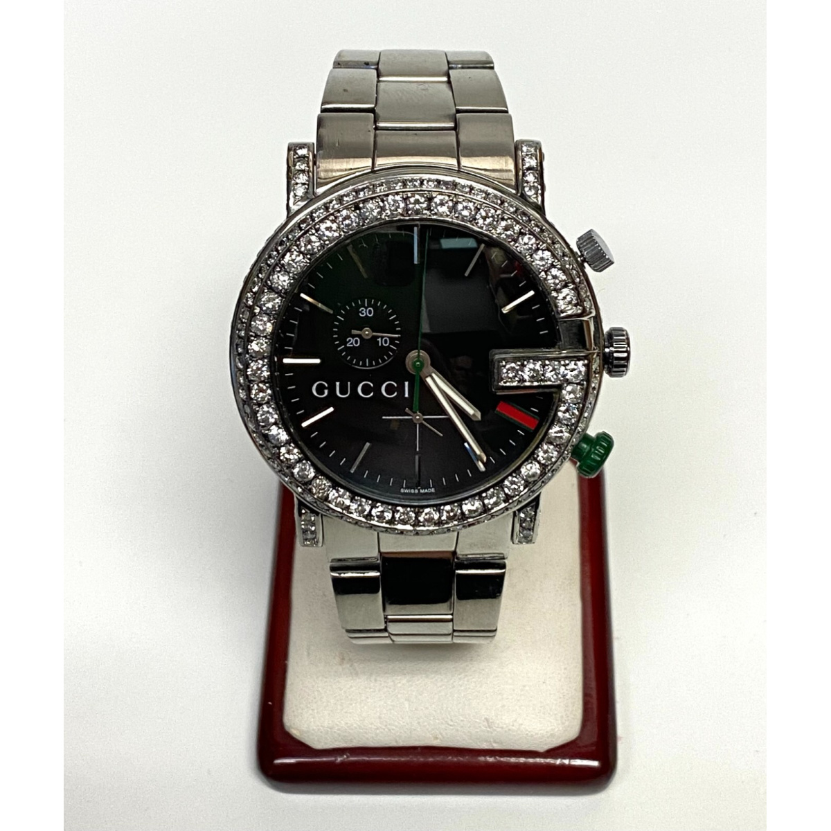 Gucci 101M G-Chrono 44mm 2.50ctw Diamonds Chronograph Swiss Mens - ORIGINAL *