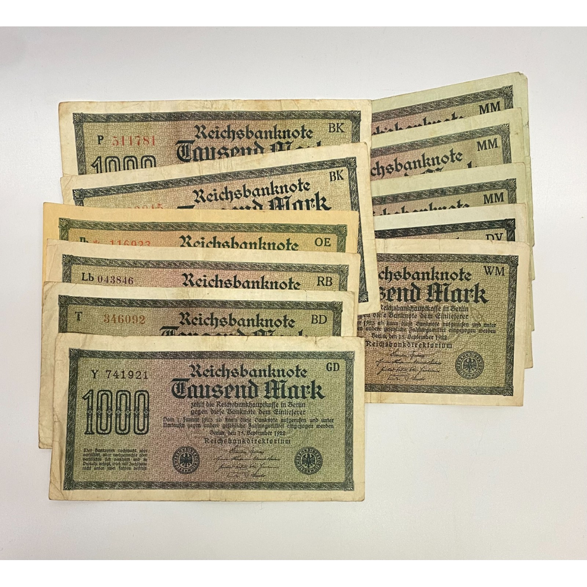 GERMANY REICHSBANKNOTE 11 pcs 1000 MARK 1922