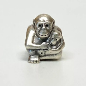 Retired CHIMP FAMILY Genuine PANDORA Silver MOM MONKEY & Baby Charm 790422