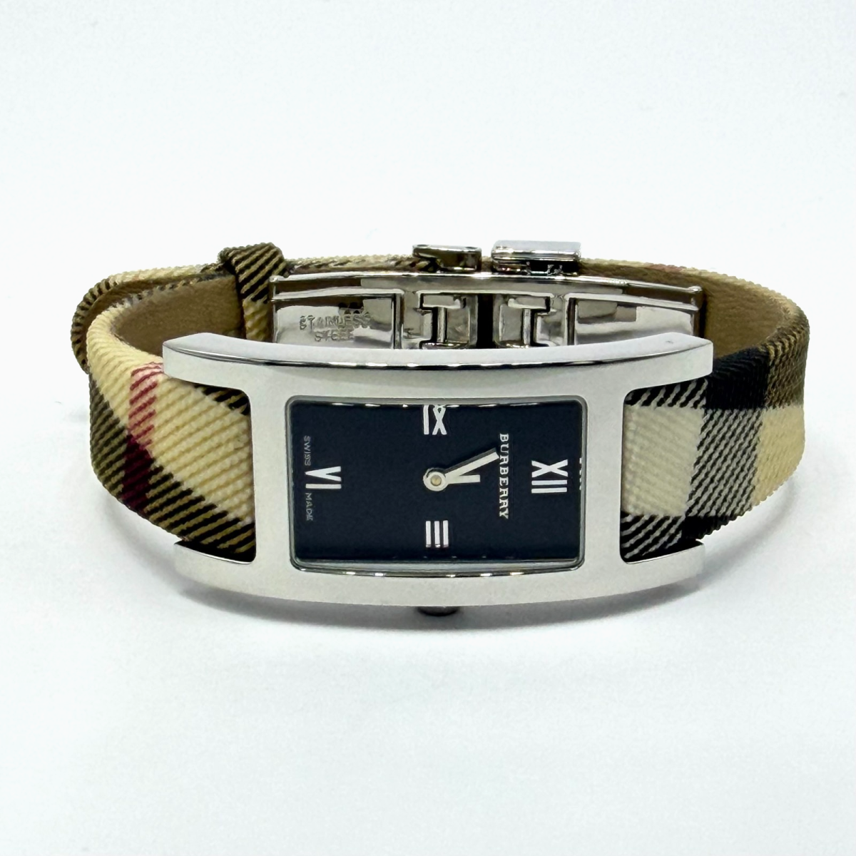 Burberry Black Dial Stainless Steel Calfskin Heritage Women's Wristwatch 18mm - Burberry