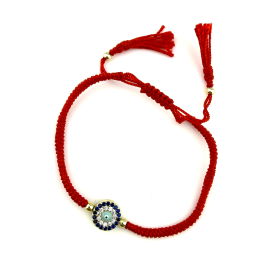 Protective Elegance –  Silver & Yellow Gold Plated  Evil Eye Adjustable Bracelet