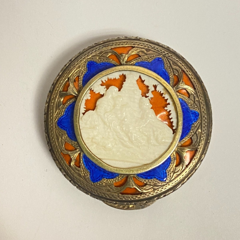 Vintage Italian 800 Silver Compact Case with Decoration, Italy S.F.A