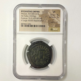 EMPEROR PHOCAS Ancient 607/8AD Byzantine Empire Old Follis Coin NGC
