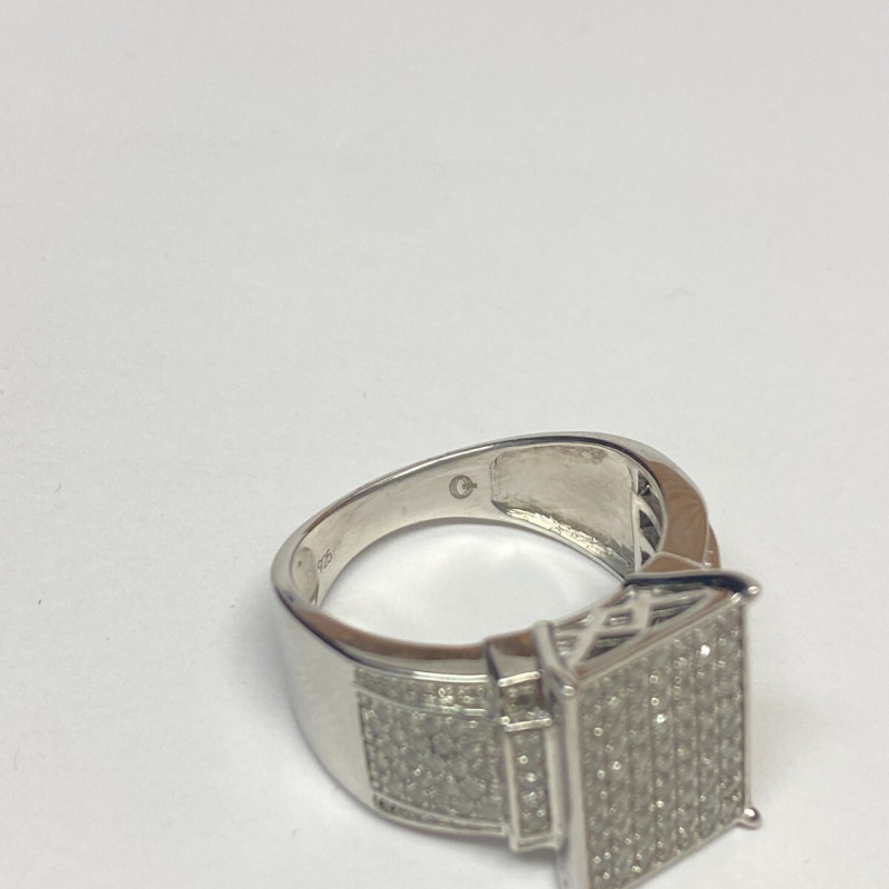 RHODIUM OVER Sterling Silver Ring ROUND DIAMOND 1.00ctw, SIZE 11