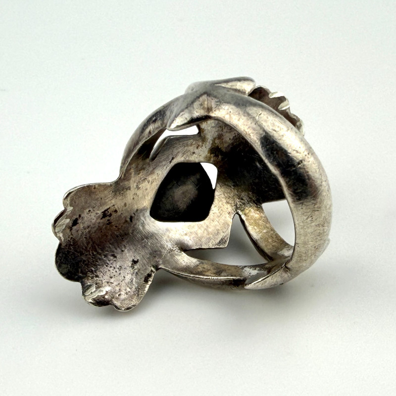 Vintage Navajo Sterling Silver Turquoise Ring - Signed IZZ, Size 6