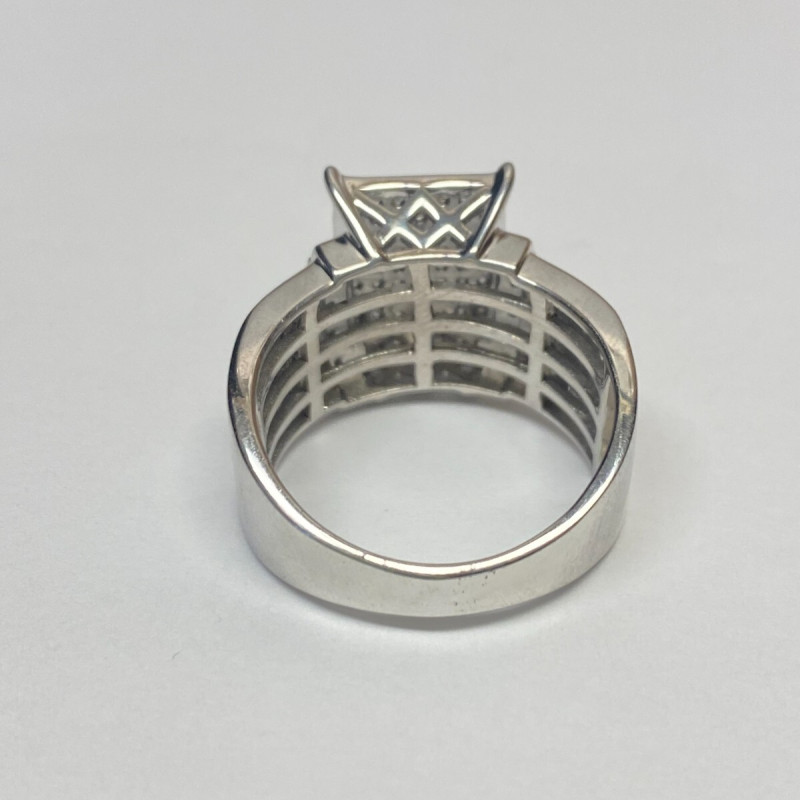RHODIUM OVER Sterling Silver Ring ROUND DIAMOND 1.00ctw, SIZE 11