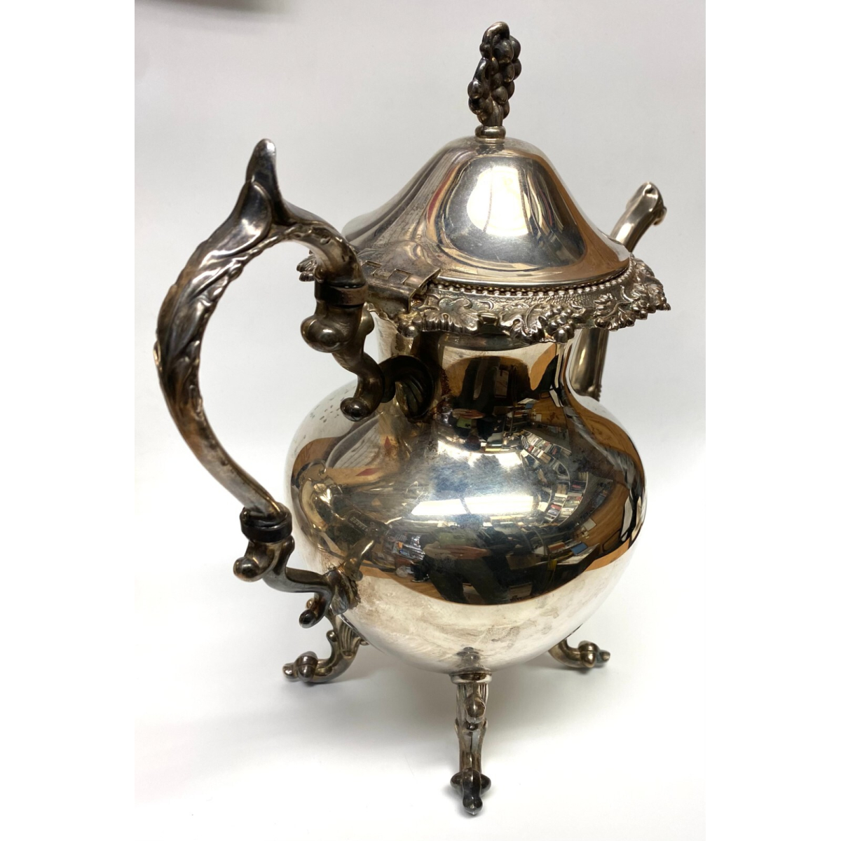Antique Silver On Copper Large Teapot