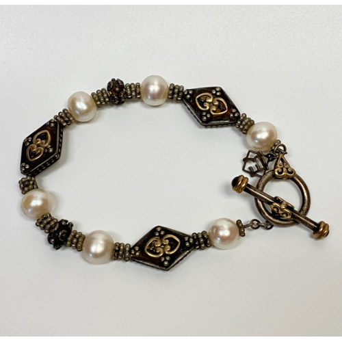 Elyse Ryan 925 Silver and 18K Gold Pearl Bracelet 7.5 in Elyse Ryan 925 Silver and 18K Gold Pearl Bracelet 7.5 in
