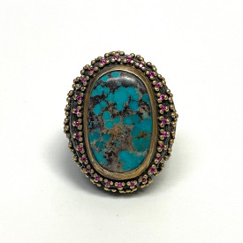 Bora Sterling Silver Ring With Turquoise Size 8