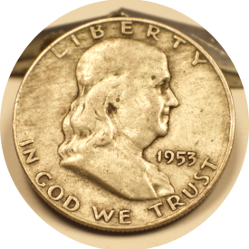 1953 D Franklin Half Silver Dollar Coin #003