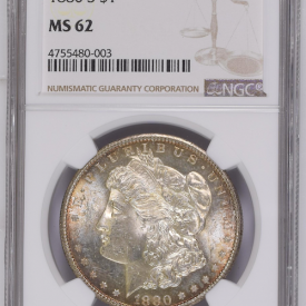 1880 S $1 NGC MS 62 SILVER DOLLAR MORGAN (COLOR COIN) 