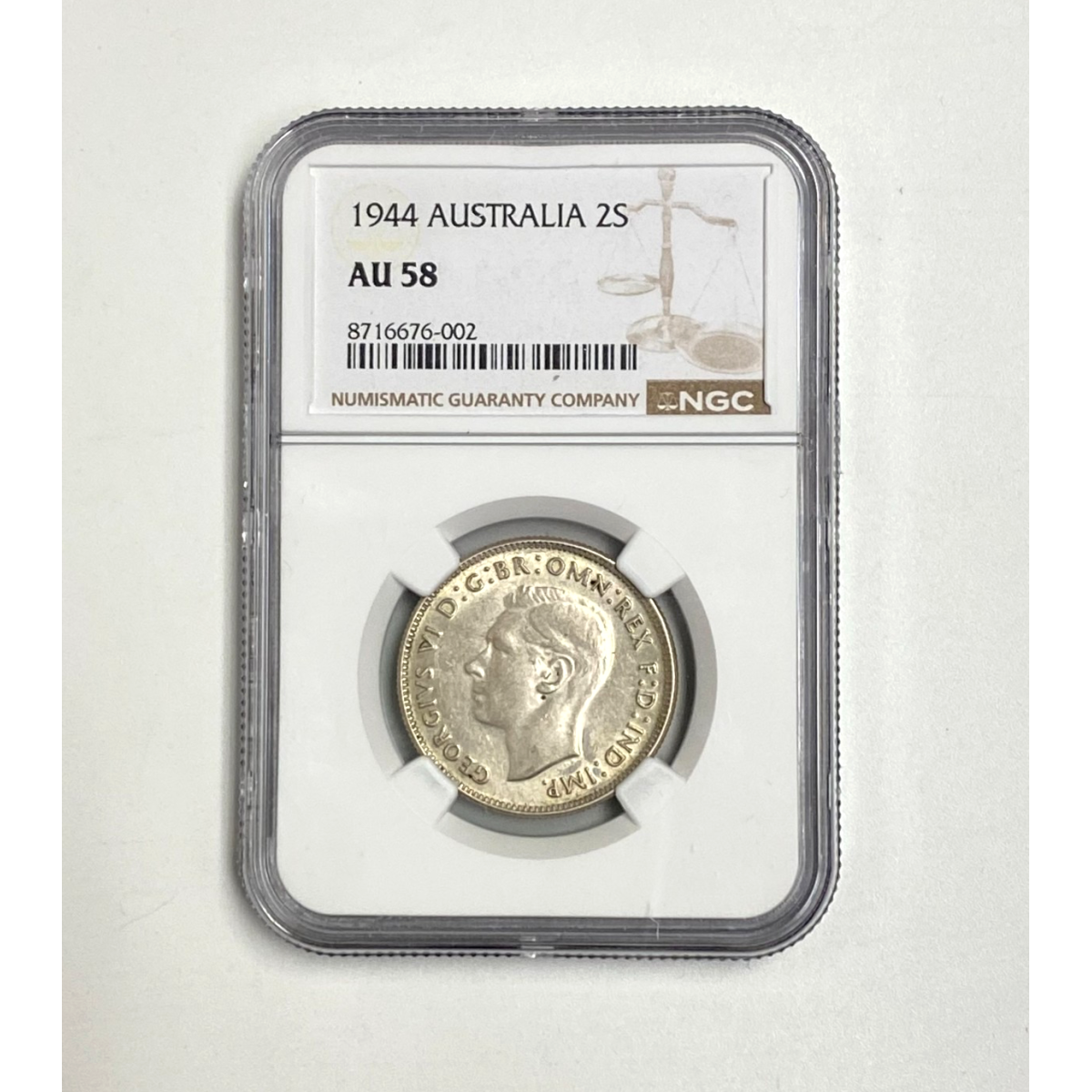 1944 NGC AU 58 Australia 2 Shillings Coin