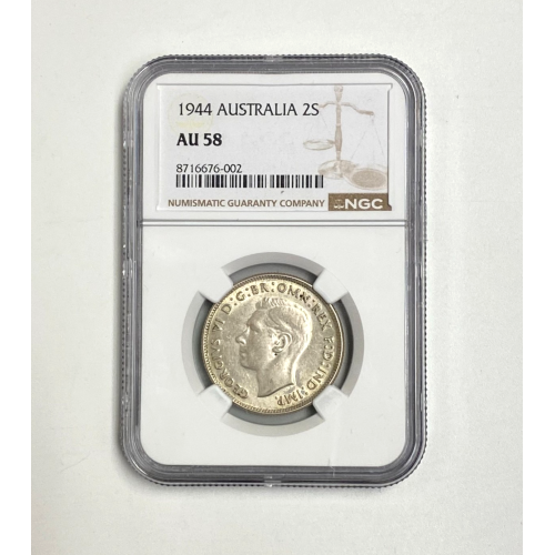 1944 NGC AU 58 Australia 2 Shillings Coin