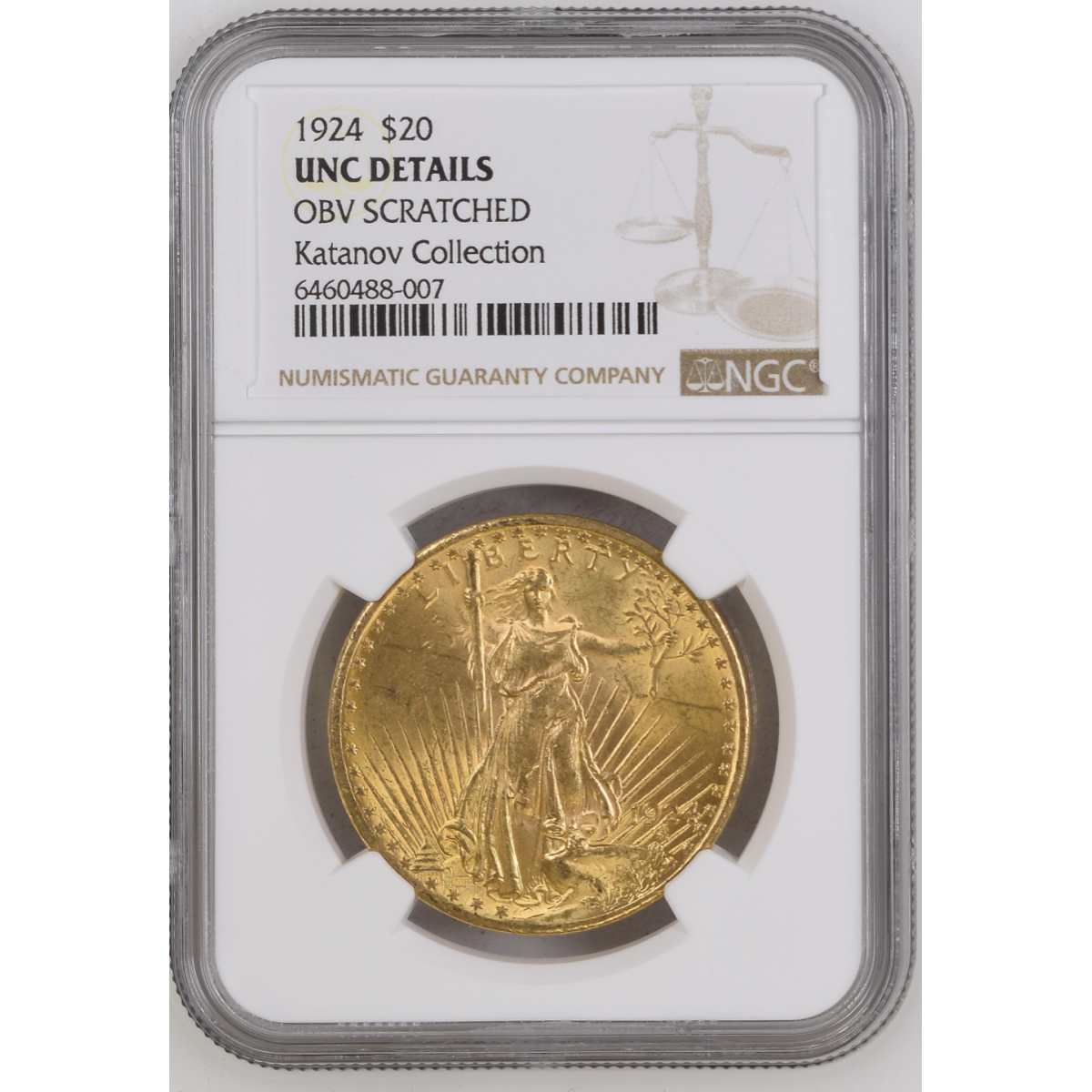 1924 US Gold $20 Saint-Gaudens Double Eagle - NGC UNC DETAILS