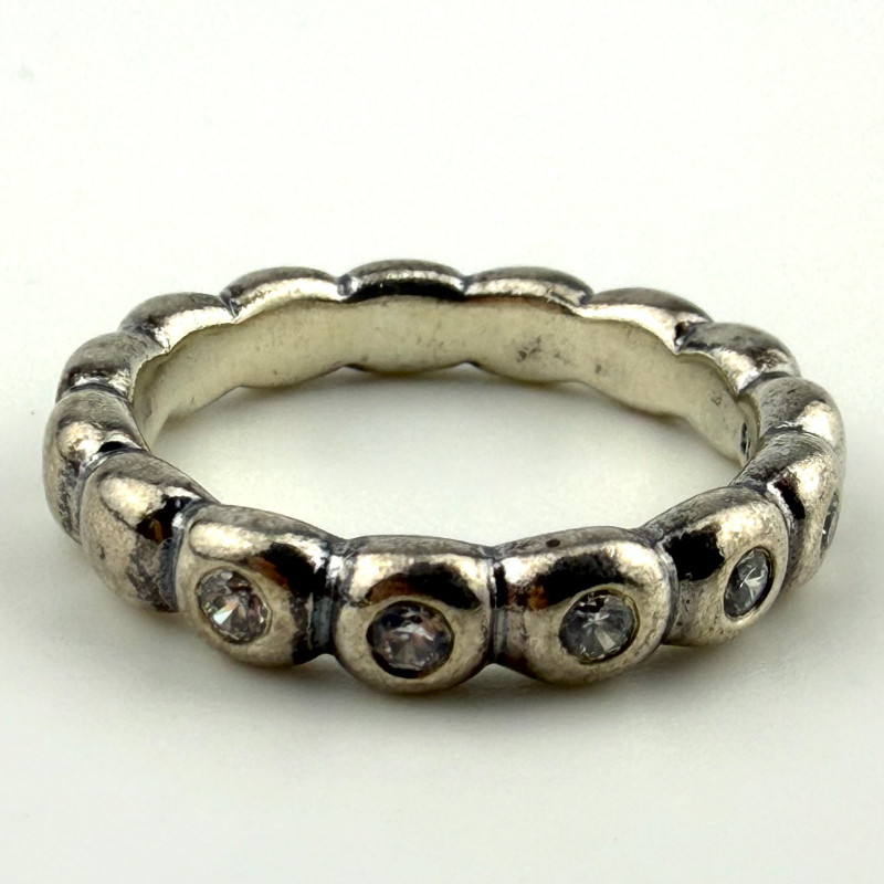 Pandora ALE Sterling Silver Hope CZ Stackable Band Ring Size 9