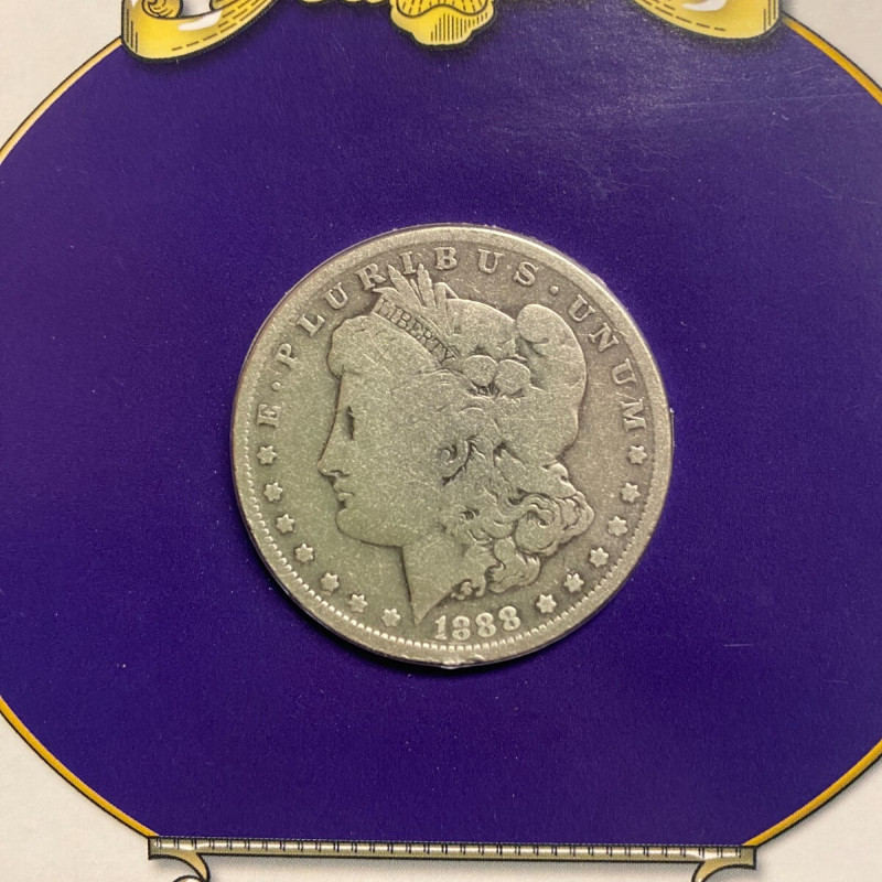 1888 O The U.S. Morgan Silver Dollar Collection Card & Postal Stamps $1