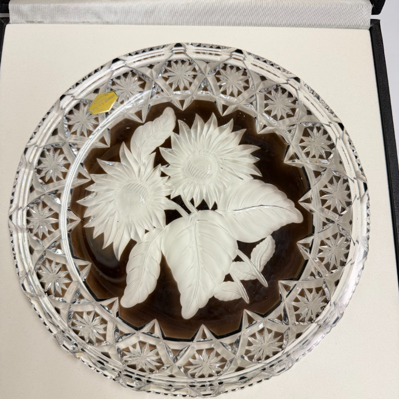Vintage Brown Royale Germania Crystal Bowl Plate Hand Cut 1974 Limited Edition