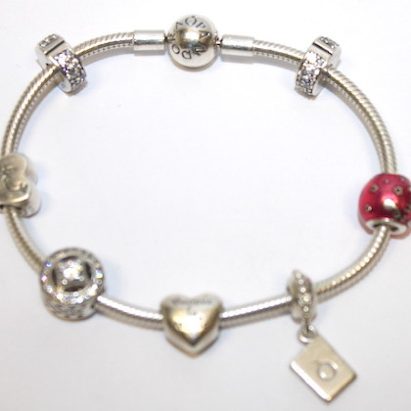 Pandora "Happy Birthday" Charms Sterling Silver Bracelet **7 Charms** Pandora "Happy Birthday" Charms Sterling Silver Bracelet **7 Charms**