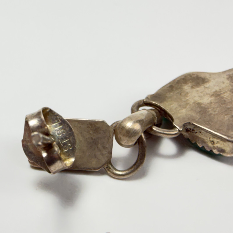 Vintage Native American Turquoise Needle Point Silver Unsigned Earrings