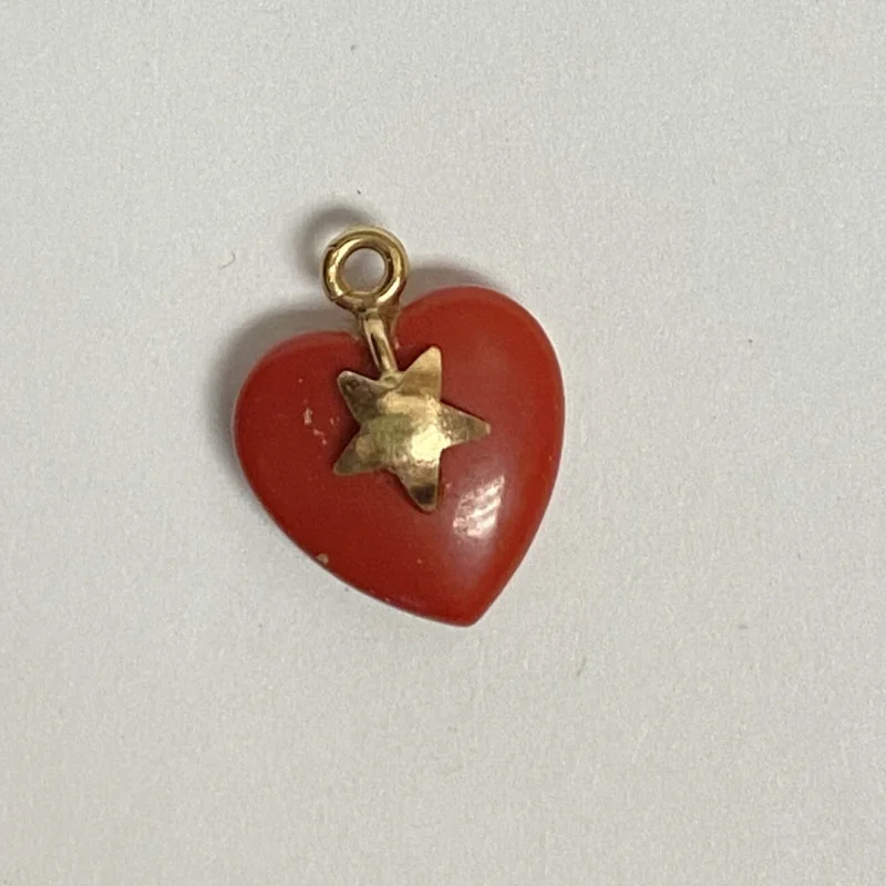 14 K Gold Red  CORAL HEART CHARM